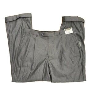 Metro Club Collection Grey Pleated Cuffed Dress Pants 36x30 Pockets Button NEW